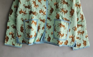 Chaqueta Acolchada de Algodón para Mujer con Estampado de Tigre, Cuello en V, Manga Larga, Estilo Casual, Ribete Azul a Rayas, Bolsillos con Parches, para Todas las Temporadas - Product Image 5