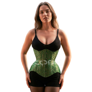 Corsé Verde Esmeralda Hecho a Mano con Varillas de Acero en Espiral, Fabricante de Corsés OEM ODM en Pakistán - Product Image 1