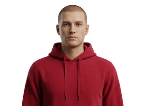Sudadera con Capucha Roja para Hombre, Corte Regular, Color Sólido, Informal, con Bolsillo Delantero, 100% Algodón, Tejido French Terry, para Otoño - Product Image 4