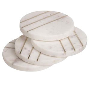 Ensemble de sous-verres de tasses à thé hexagonales en résine personnalisable de style classique moderne en bois d'acacia marbre vente en gros tapis de pierre tampons - Product Image 3