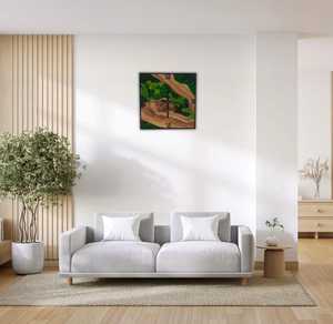 Rectangular Wood Wall <b>Clock</b> Forest stream wooden <b>clock</b> Emerald valley moss <b>clock</b> Woodland river artisan <b>clock</b> Nature flow wood - Product Image 3