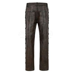 Pantalones de cuero hechos a medida para hombre con logotipo personalizado, diseño único, precio al por mayor, en oferta. - Product Image 4