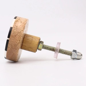 Round Wood Resin And Brass Door <b>Knob</b> <b>Black</b> And White Handmade Natural Crafts Cabinet Drawer Wardrobe <b>Cupboard</b> Pull Handle - Product Image 4