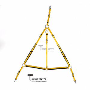 Harnais d'entraînement pour chevaux en PVC jaune personnalisé, équipement équestre réglable avec garnitures noires et boucles métalliques pour l'équitation - Product Image 4