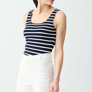 Nouveaux débardeurs côtelés à rayures pour femmes, vêtements d'été tendance, sans manches, col en U, au meilleur prix - Product Image 3