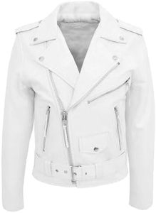 Veste de moto en cuir d'agneau blanc pour homme, imperméable, col montant, fermeture éclair, manches régulières, vêtement d'hiver, fourrure d'agneau - Product Image 5