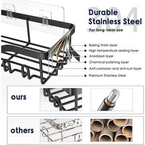 7 Pack Rustproof Stainless Steel <b>Corner</b> Bathroom <b>Shelves</b> Large Capacity No Drill Rack with Soap Dish and Toothbrush Holder - Product Image 3