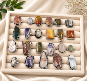 Wholesale Brass <b>Ring</b> Natural Gemstone Assorted <b>Ring</b> Handmade Bulk Lot <b>Rings</b> For Women - Product Image 1
