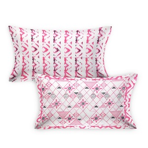 Ensemble de housse de couette en coton pur à imprimé floral classique moderne 400TC 7 pièces avec housses d'oreiller rose et blanc pour la maison - Product Image 2