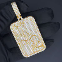 Pendentif Moissanite Rectangulaire Personnalisé en Usine S925 10K 14K 18K Plaqué Or Pendentif VVS1 D Moissanite Diamant Nombre Pendentifs