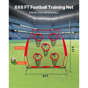 Rete da allenamento per calcio 6 x 6 piedi, senza nodi, per giovani, con 5 tasche, include strumento di fissaggio - Product Image 3