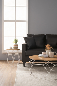 Industrial Metal Base <b>Round</b> Coffee <b>Side</b> <b>Table</b> and Natural Wood Top for Living Room and Residential Projects - Product Image 5