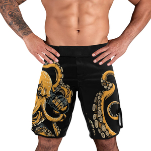 Men's Black MMA <b>Shorts</b> Print Quick Dry Mixed Martial Arts Fight Wear Regular Fit Practice <b>Grappling</b> <b>Shorts</b> - Product Image 3