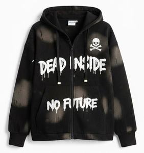 Sudadera con Capucha de Alta Calidad para Mujer, Lavado Ácido, Transpirable, Manga Larga, Hombros Caídos, Logotipo Personalizado Bordado, con Cremallera - Product Image 1