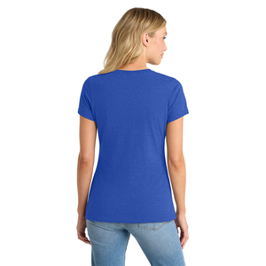 T-shirt sportif tricoté à col en V et manches courtes pour femme, couleur unie, coupe classique, bleu, couleur personnalisable, avec logo, 100 % coton, le plus vendu - Product Image 5