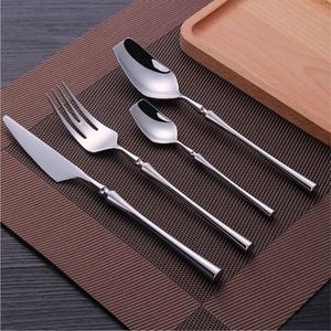 Luxury Stainless Steel Cutlery <b>Set</b> Modern Silver Flatware <b>Set</b> 4pcs Mirror Polished <b>Dinnerware</b> Knife Fork Spoon <b>for</b> Restaurant - Product Image 1