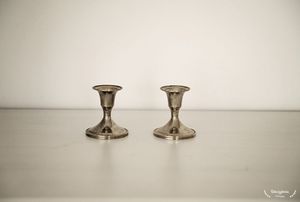 Vintage Metal Candle Holders Collection Brass And <b>Silver</b> <b>Candlestick</b> Set Eclectic Distinction - Product Image 4