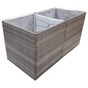 Macetas y Jardineras Grandes de Acero Gris con Estructura de Acero y Ratán Sintético para Jardín - Product Image 3