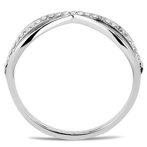 DA046 Anello in Acciaio Inossidabile Lucidato a Specchio con Zirconi Cubici Trasparenti di Grado AAA - Product Image 3