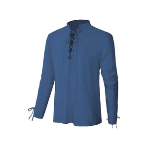 Chemises médiévales de haute qualité pour hommes, 100% coton, manches longues, col en V, double boutonnage - Product Image 4