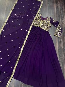 Embroidered Anarkali <b>Suit</b> Floor-Length Traditional Indian Pakistani <b>Wedding</b> Wear <b>Women</b> - Product Image 6