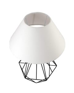 Modern Geometric Metal Table <b>Lamp</b> with White Fabric Shade <b>Black</b> Wireframe <b>Bedside</b> Desk <b>Lamp</b> Contemporary Home Decor Accent Light - Product Image 2