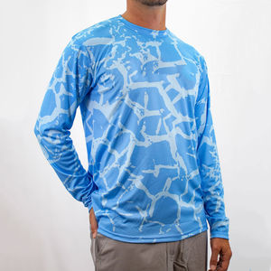 Chemise de pêche pour homme à col rond, en spandex/polyester, avec logo personnalisé, protection UPF 50, séchage rapide, imperméable, service OEM, best-seller - Product Image 3