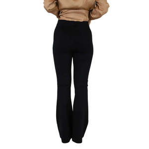 Pantalon pour femmes, noir, taille haute, pattes évasées, élégant, tendance de la mode pour le bureau - Product Image 1