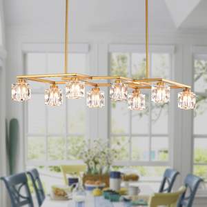 Oro opaco 8-luce moderno lampadario di cristallo industriale da pranzo/lampada da cucina ingresso/soggiorno 8 * G9 lampadine - Product Image 2