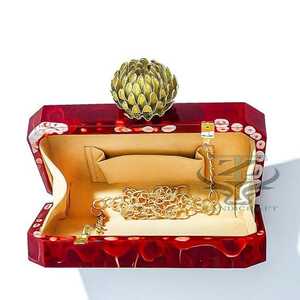 Premium Quality New Arrival Customized Unique Design Handmade Eco-Friendly Fashionable Resin Clutch Bag Evening <b>Purse</b> Model - Product Image 5