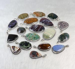 Natural Mix Gemstones Cabochon <b>Crystal</b> Zinc Alloy <b>Pendant</b> for Jewelry Making - Product Image 3