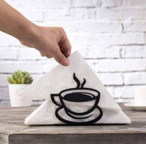 Porte-mouchoirs en métal personnalisé, design tasse à café, support décoratif pratique pour serviettes en papier, pour cuisine et table - Product Image 1