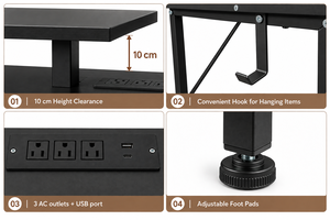 Modern Durable Computer <b>Desk</b> <b>with</b> 3 Drawers Storage <b>Shelves</b> Black Metal Frame and Easy Assembly - Product Image 2