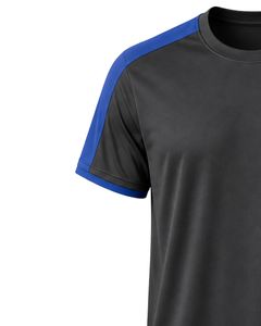T-shirt de sport pour homme personnalisé par le fabricant, noir et bleu royal, séchage rapide, respirant, polyester, pour la gym, le fitness, la course à pied et les activités athlétiques - Product Image 3