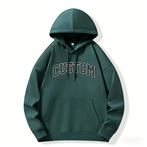 Sudadera con capucha tipo pullover de algodón grueso térmico tipo gofre, personalizada con estampado y bordado, de corte holgado y corto, con cremallera y lavado vintage desgastado por el sol - Product Image 1