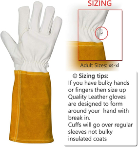 Guantes de soldadura TIG de cuero vacuno resistente al calor, ignífugos, con puño largo de seguridad, para soldador. - Product Image 2