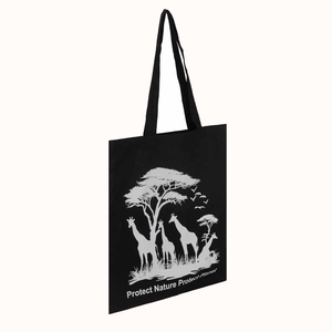 Eco-World Black Canvas Tote <b>Bag</b> PP Webbing Shoulder Handle Zipper Closure Geometric Pattern Fashion Style <b>Medium</b> <b>Size</b> for Daily - Product Image 2