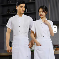 Tenue de restaurant respirante, chemise de travail de cuisine, veste de chef à manches courtes pour hommes et femmes, uniforme de service alimentaire et de cuisine