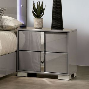 Comodino Moderno 1 Pezzo Color Tortora Chiaro con Gambe Cromate - Splendido Comodino da Camera da Letto - Product Image 3