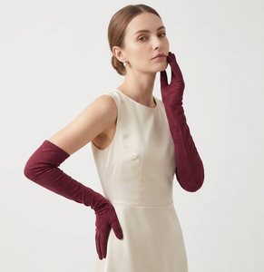 Guantes de ópera de gamuza para mujer, guantes largos hasta el codo para vestido formal nupcial, 3 colores - Product Image 3