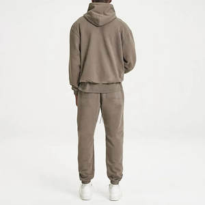 Sweat à capuche épais uni avec boutons, style streetwear, en molleton bouclette de haute qualité, style y2k, 100% coton, coupe carrée courte, lourd, pour homme - Product Image 5