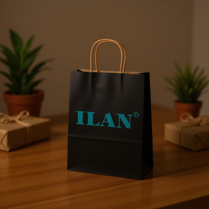 Borsa Regalo ILAN 21x15x8cm con Manico in Carta Nera - Product Image 3