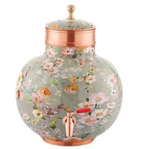Luxury Laser Engraved <b>Barrel</b> Copper Water Dispenser Antique Bronze Finish 5L Ayurvedic Metal Tank <b>with</b> Vintage <b>Tap</b> for Home - Product Image 6