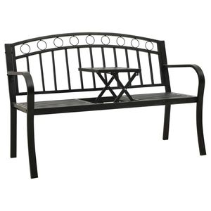 Banc de jardin en acier noir thermolaqué, durable, de taille moyenne, pour terrasse - Product Image 1