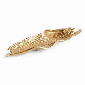 Irregular Gold Finish Decorative Tray Handmade Metal Glam Style <b>Plate</b> for Home Decor - Product Image 2