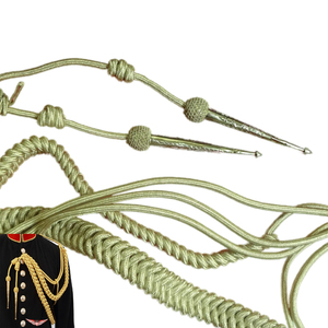 Gold <b>Braided</b> Metallic <b>Cord</b> Aiguillette Gold wire <b>cord</b> Two Brass gold plated tips - Product Image 2