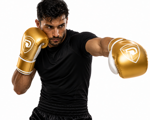 Gants de boxe professionnels portables Dumela International en cuir véritable blanc doré, personnalisables, de haute qualité pour l'entraînement - Product Image 3