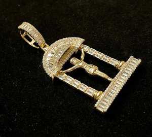 Iced Out Gold Crucifix Pendant with Pillar Frame VVS Moissanite Hip Hop Luxury Jesus <b>Cross</b> <b>Necklace</b> - Product Image 1