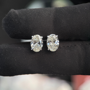 Oval Cut <b>Diamond</b> Stud Earrings 1.50ct Each 2pcs D VS1 IGI Certified 14K White Gold Fine Jewelry - Product Image 1