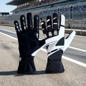 Guantes de Carreras de Karting Unisex de Dedo Completo, Material PU Antideslizante, Guantes de Motocross con Cierre de Cordón, Diseño Panelado - Product Image 6